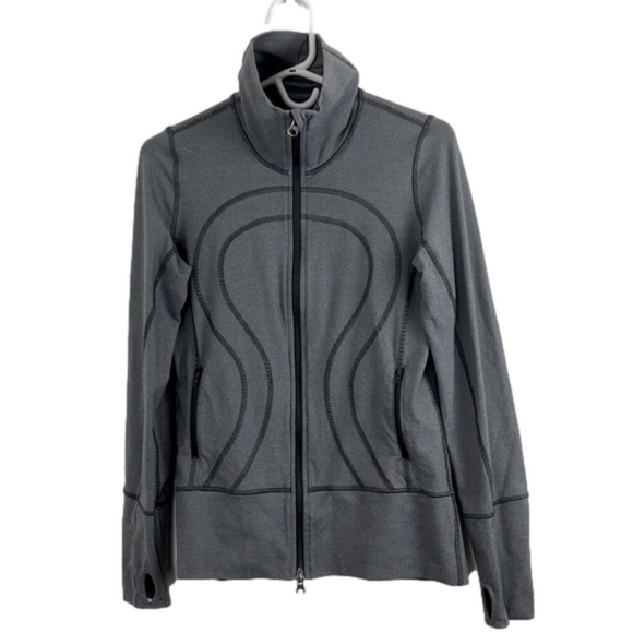 Lululemon In-Stride Gray & White Striped Running Jacket - Picture 1 of 8